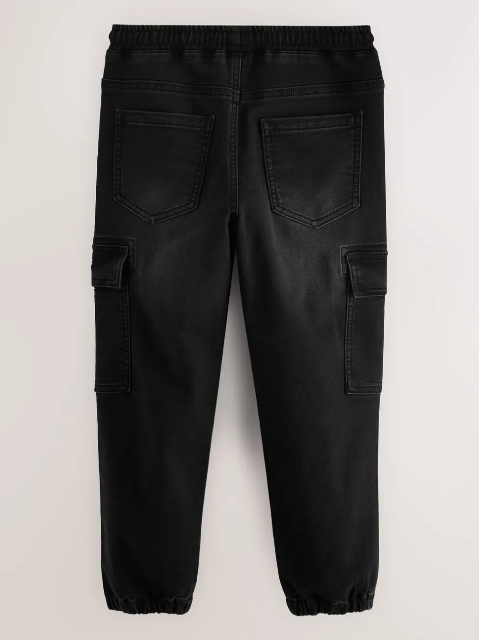 Jeans*Next - Cargo jeans met elastische taille (3-16 jr) Zwart