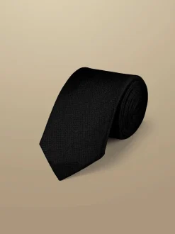 Stropdassen En Pochets*Charles Tyrwhitt - - Vlekbestendige satijnen smalle stropdas Zwart