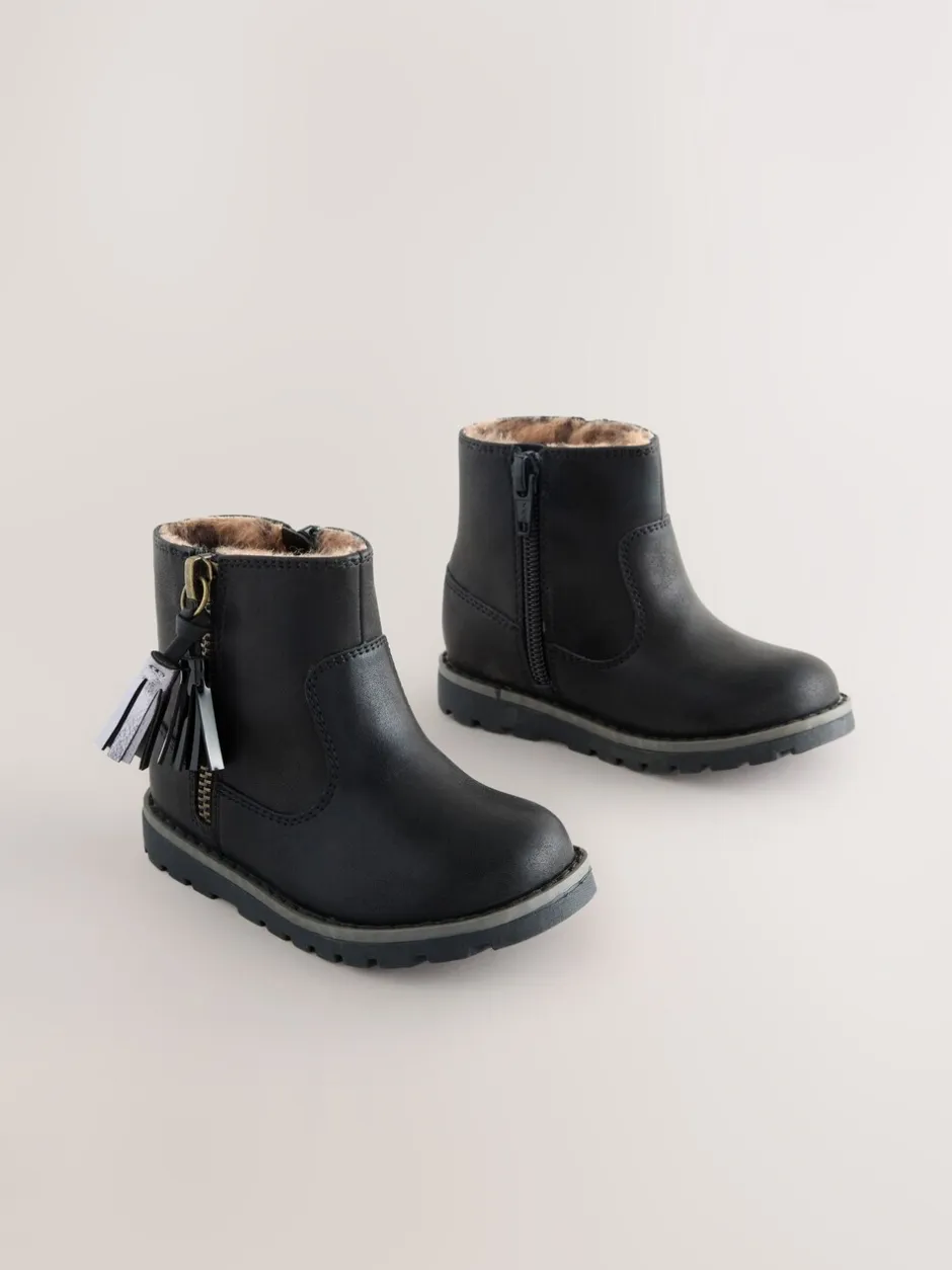 Boots*Next Zwart - Chelsea enkellaarsjes met rits en kwastjes