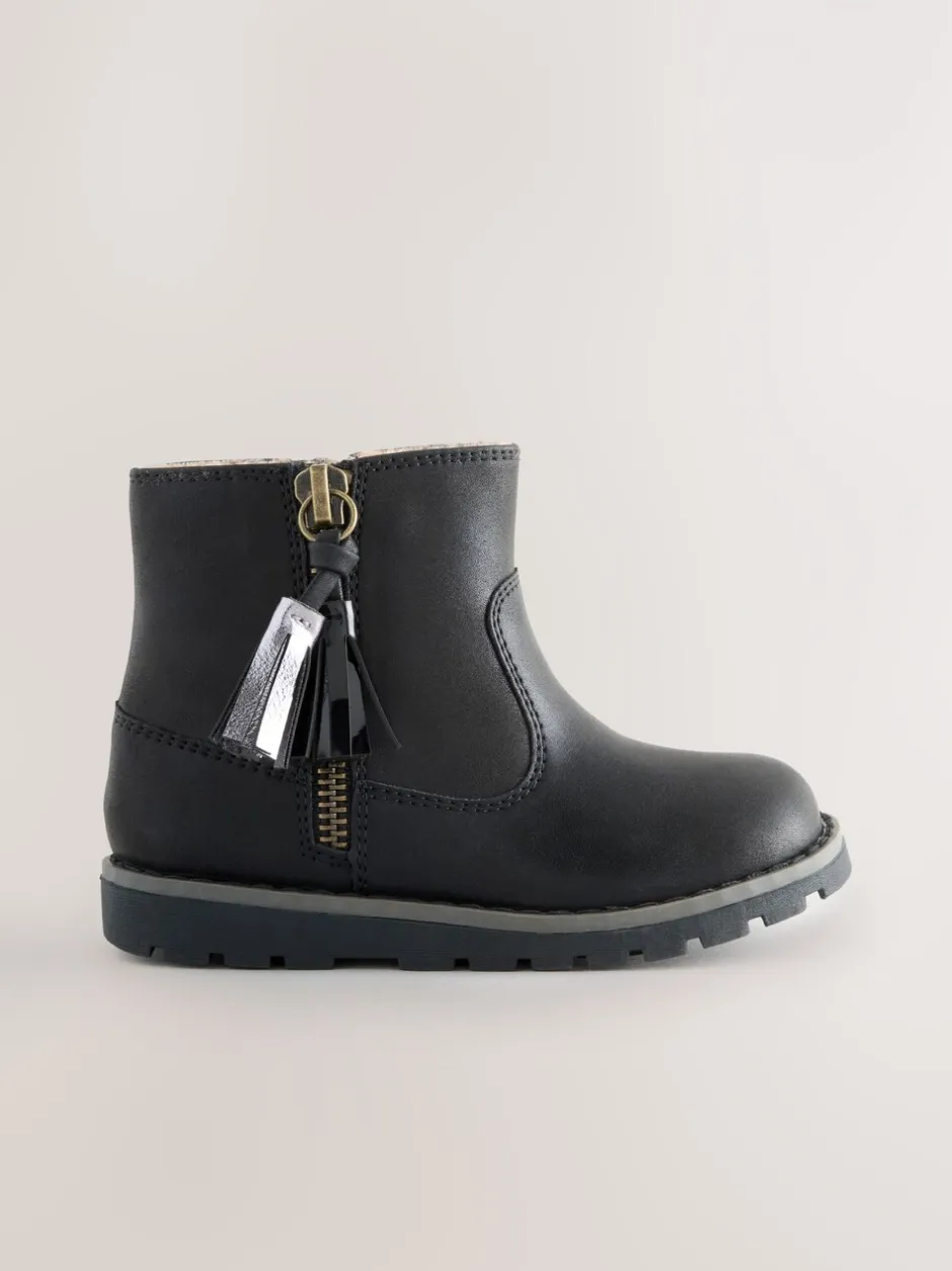 Boots*Next Zwart - Chelsea enkellaarsjes met rits en kwastjes