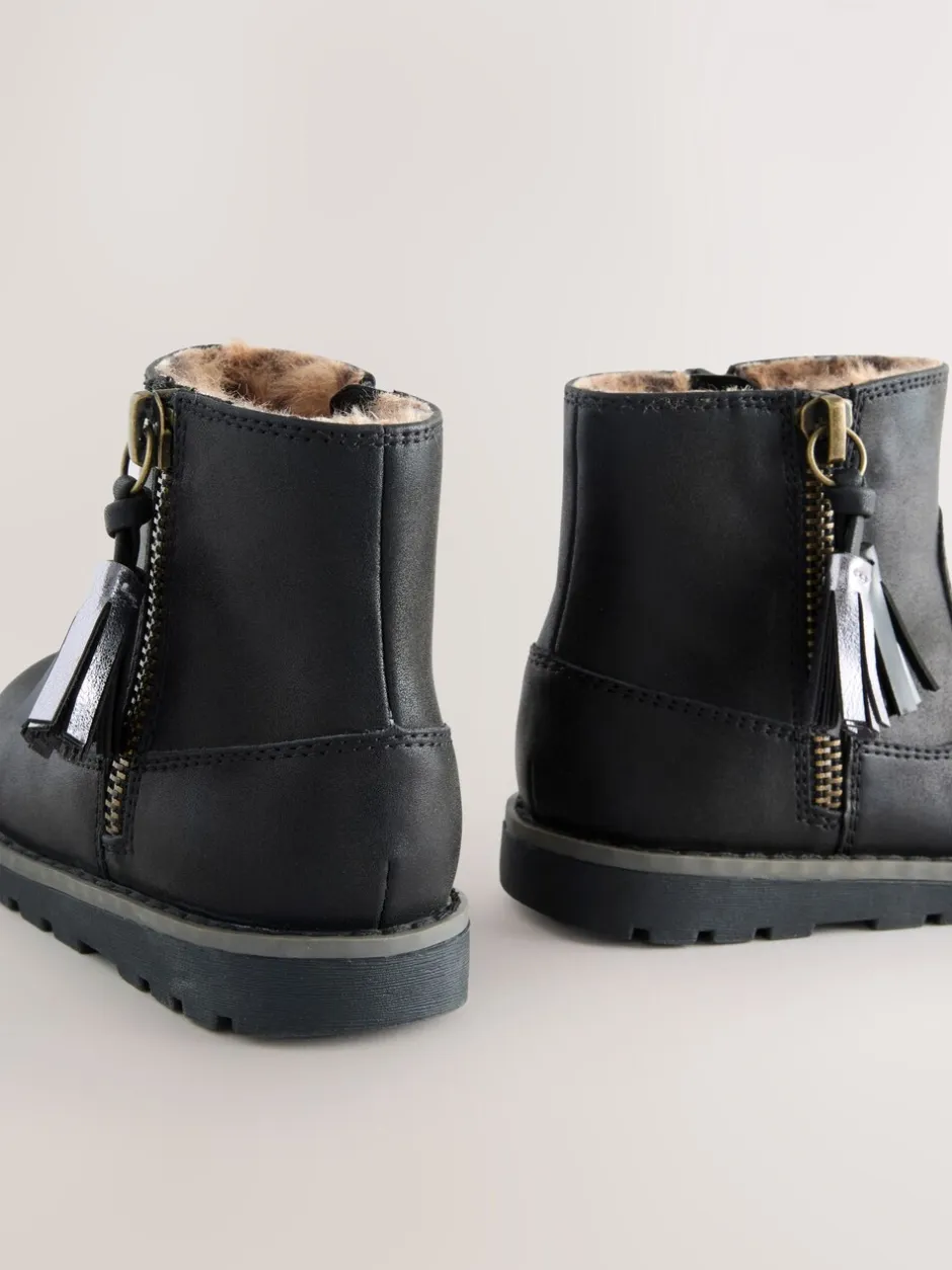 Boots*Next Zwart - Chelsea enkellaarsjes met rits en kwastjes