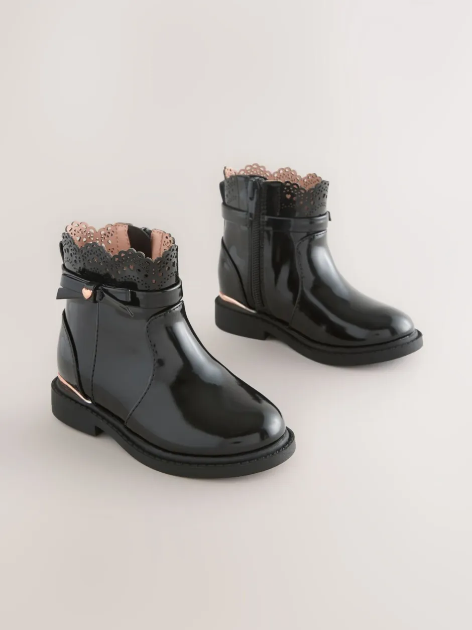Schoolkleding|Boots*Next - Chelsea enkellaarzen met strik Zwart