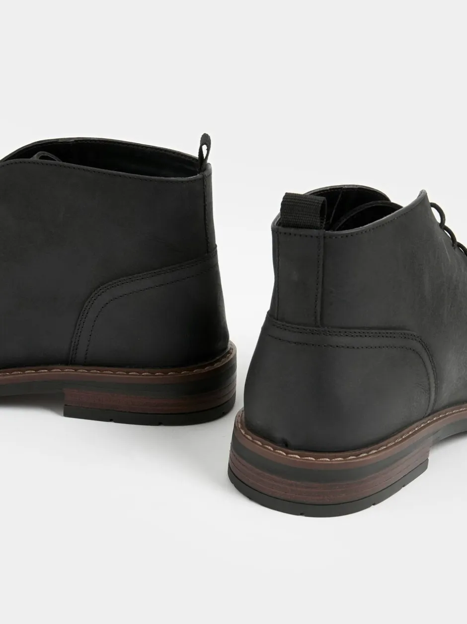 Boots*Next - Chukka-laarzen van gewaxt leer Zwart