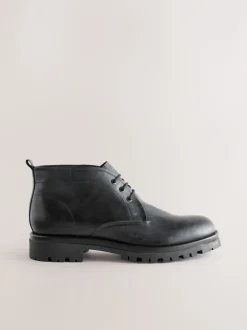 Boots|Next - Chunky Leather Chukka Boots Zwart