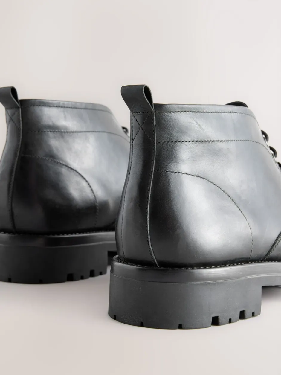 Boots|Next - Chunky Leather Chukka Boots Zwart