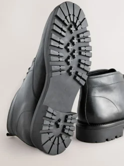 Boots|Next - Chunky Leather Chukka Boots Zwart
