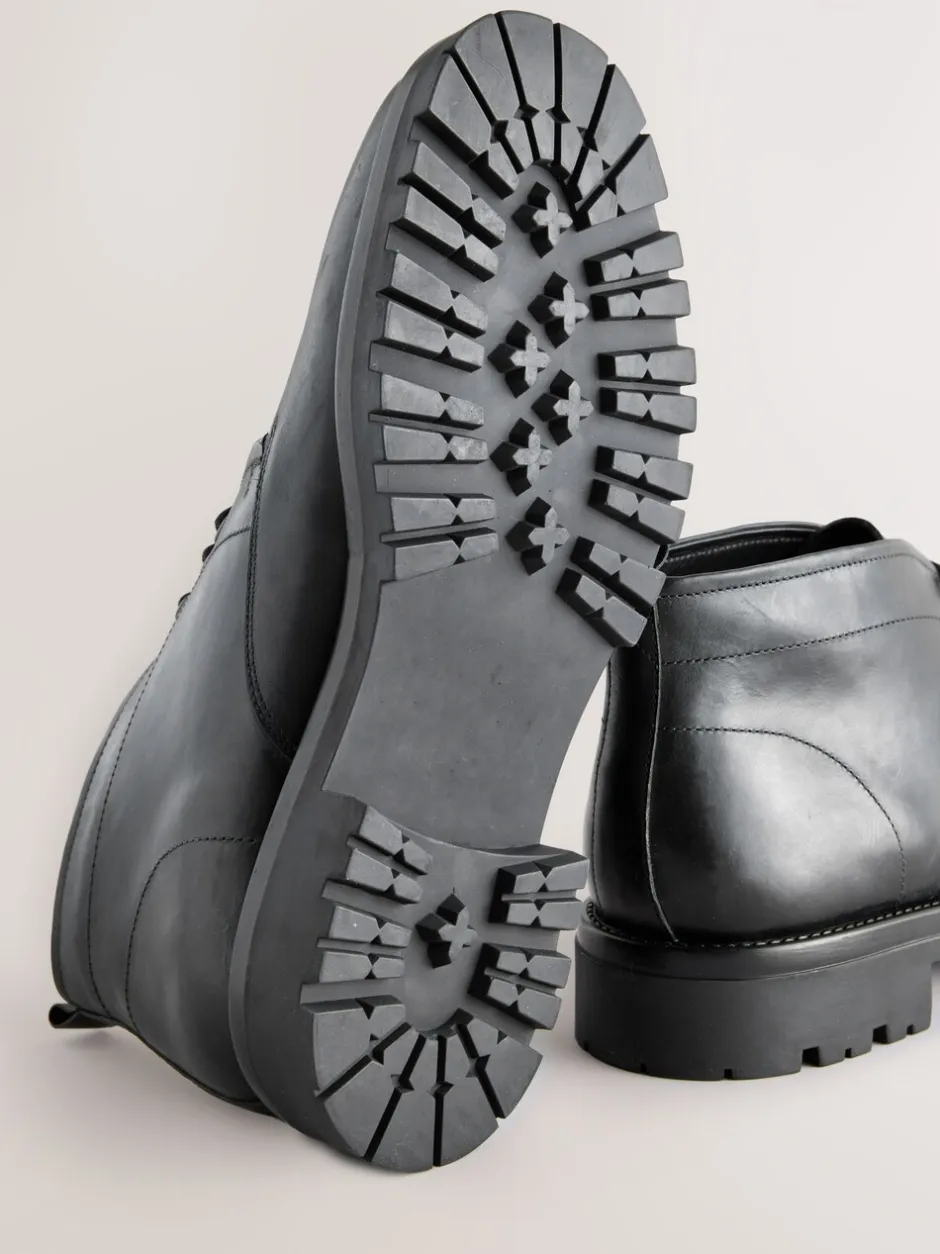 Boots|Next - Chunky Leather Chukka Boots Zwart