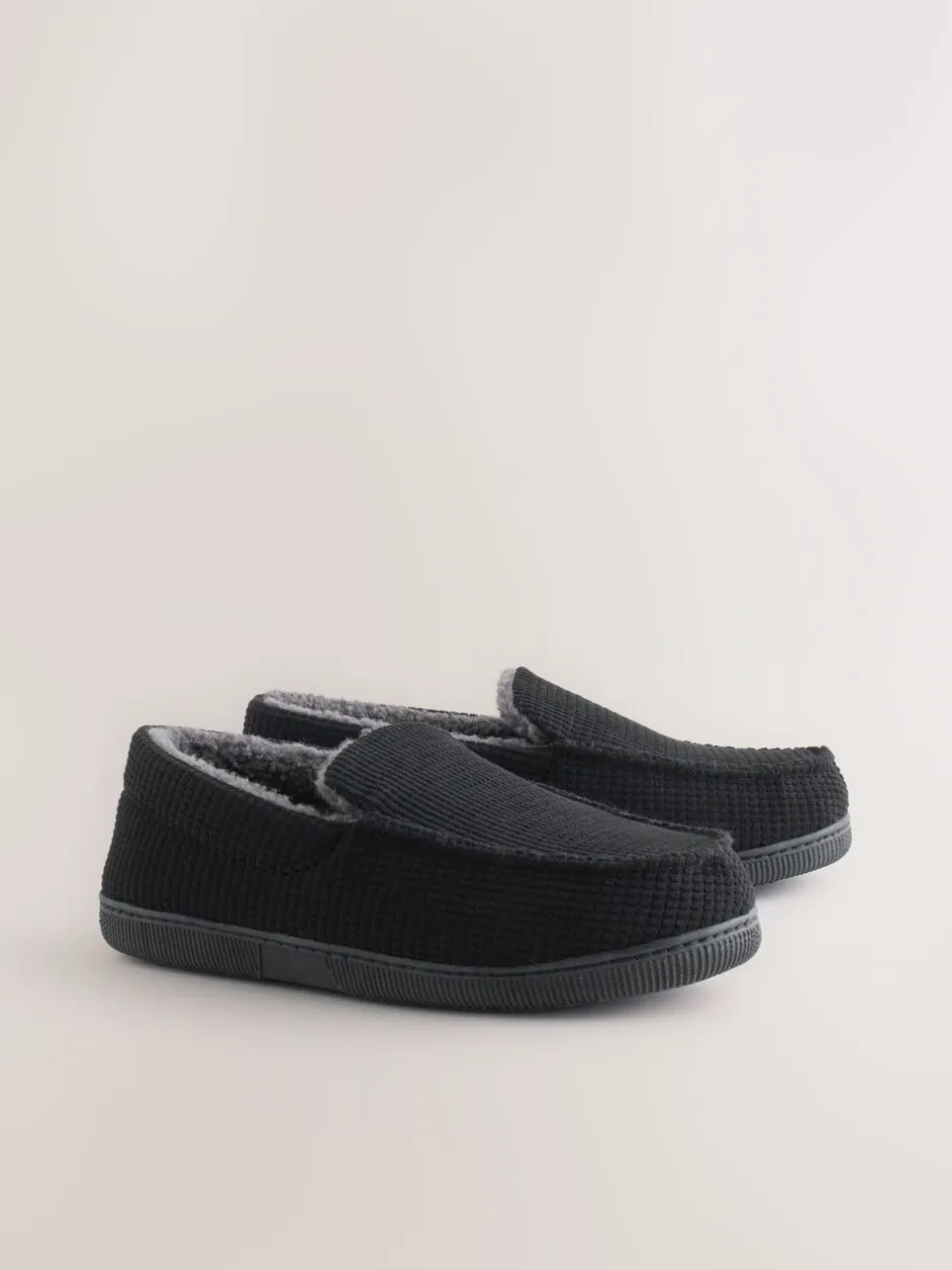 Pantoffels|Loungewear|Next - Closed Back Textured Slippers Zwart