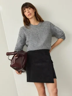 Rokken*Next - Corduroy mini-wikkelrok Zwart