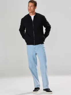 Jassen En Jacks|Next Zwart - Cotton Rich Full Zip Jersey Bomber Jacket