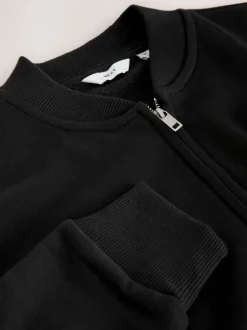 Jassen En Jacks|Next Zwart - Cotton Rich Full Zip Jersey Bomber Jacket