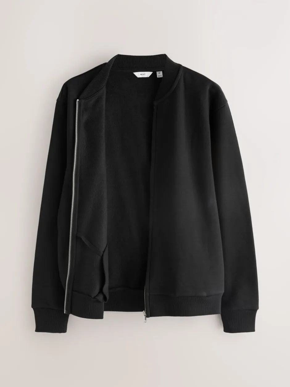 Jassen En Jacks|Next Zwart - Cotton Rich Full Zip Jersey Bomber Jacket