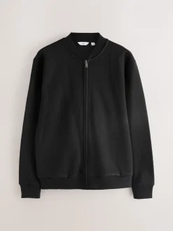 Jassen En Jacks|Next Zwart - Cotton Rich Full Zip Jersey Bomber Jacket