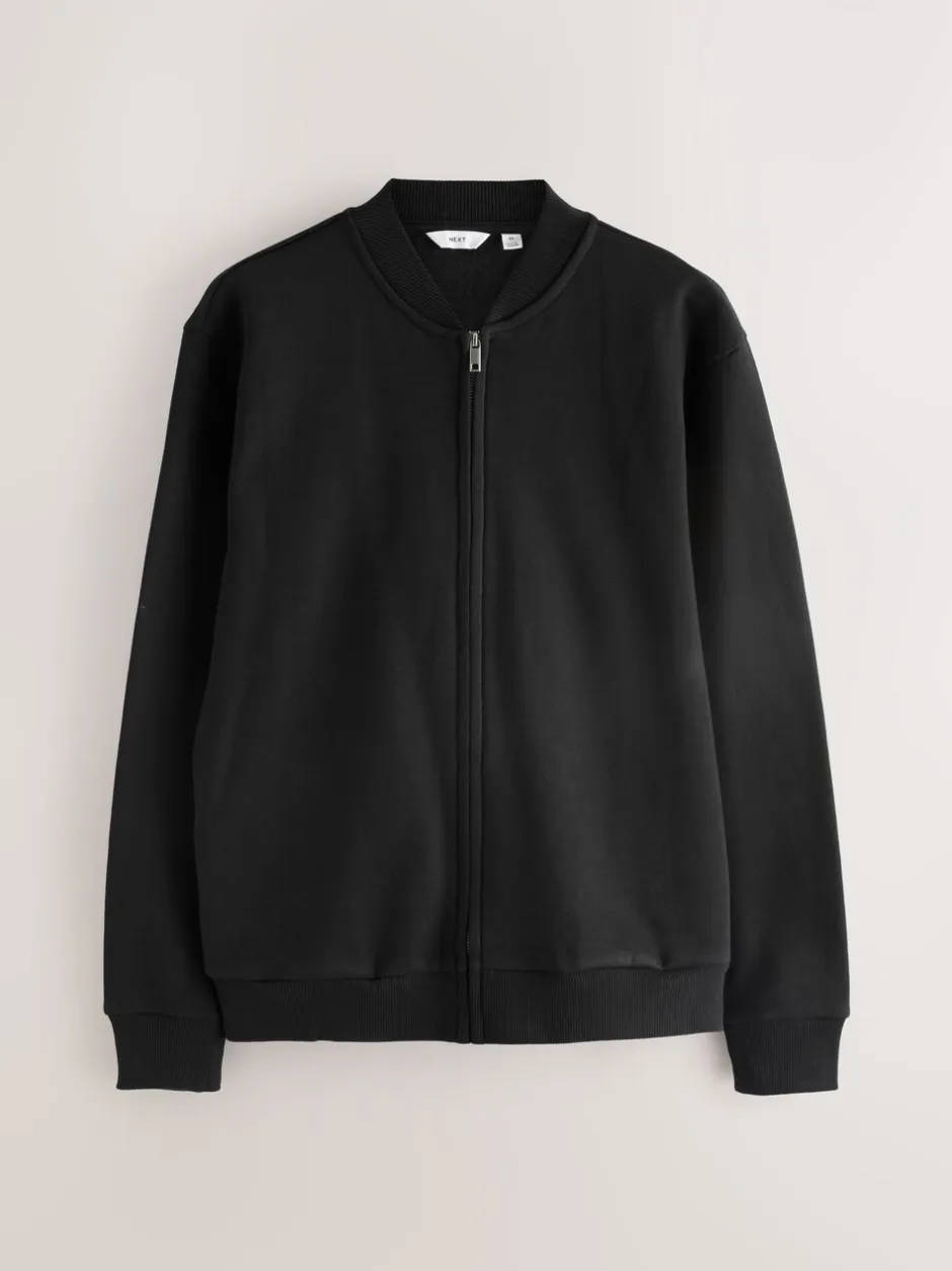 Jassen En Jacks|Next Zwart - Cotton Rich Full Zip Jersey Bomber Jacket