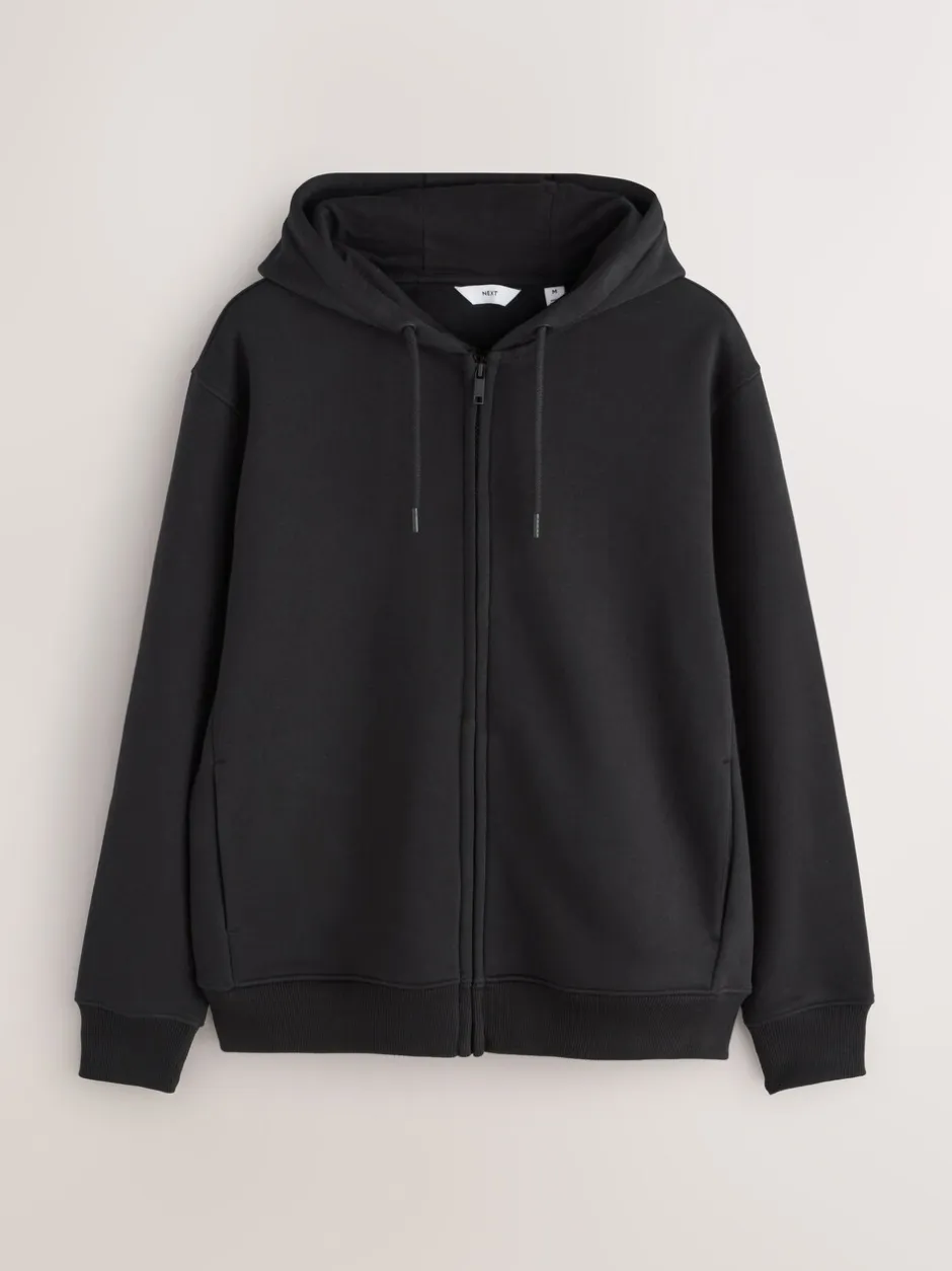 Sweaters En Hoody´S|Sweaters En Hoody´S*Next - Cotton Rich Heavyweight Jersey Full Zip Hoodie Zwart