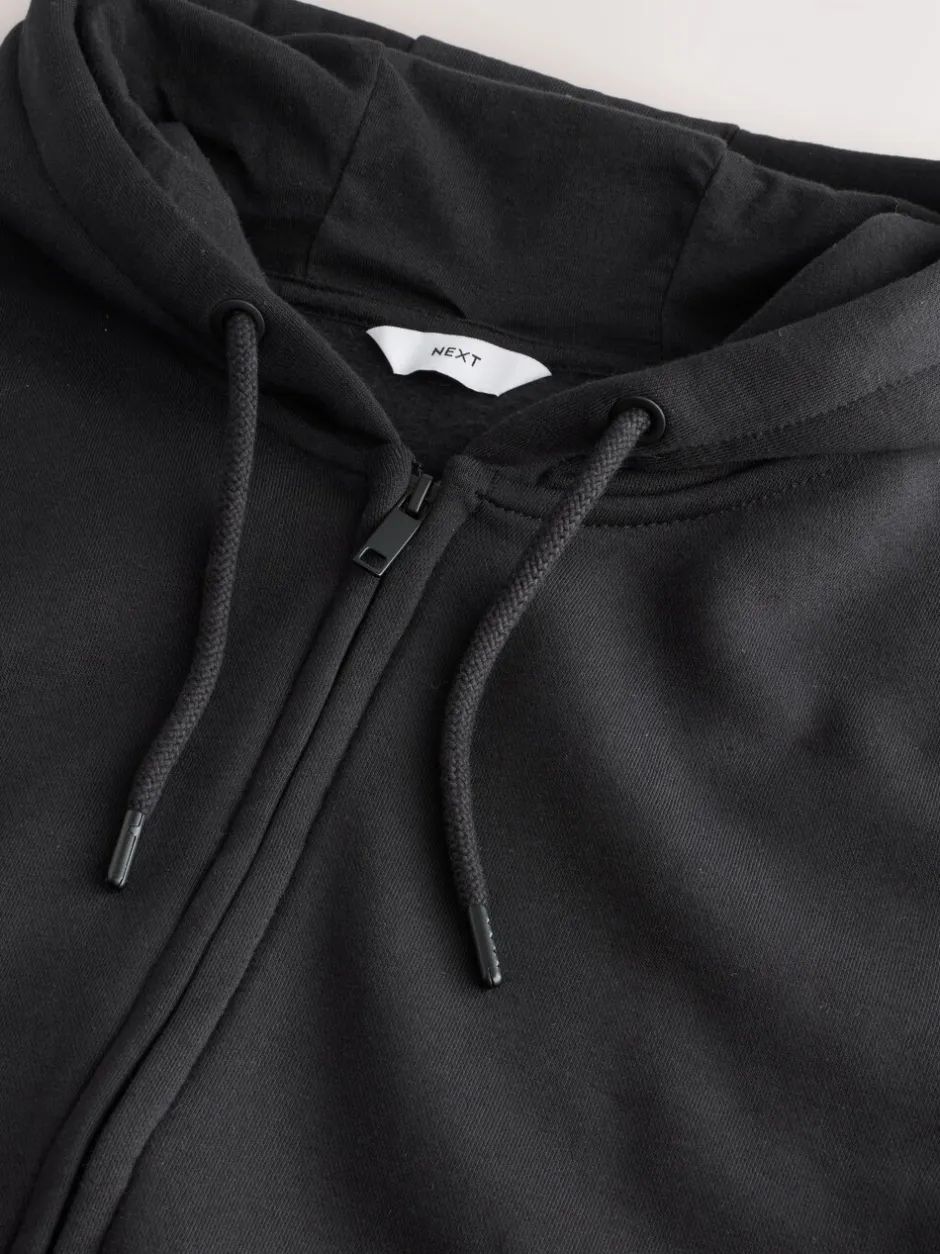 Sweaters En Hoody´S|Sweaters En Hoody´S*Next - Cotton Rich Heavyweight Jersey Full Zip Hoodie Zwart