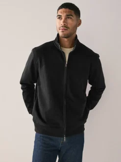 Sweaters En Hoody´S|Sweaters En Hoody´S|Next - Cotton Rich Jersey Full Zip Funnel Neck Sweatshirt Zwart