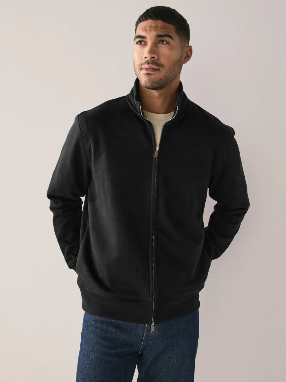 Sweaters En Hoody´S|Sweaters En Hoody´S|Next - Cotton Rich Jersey Full Zip Funnel Neck Sweatshirt Zwart