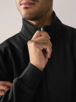 Sweaters En Hoody´S|Sweaters En Hoody´S|Next - Cotton Rich Jersey Full Zip Funnel Neck Sweatshirt Zwart