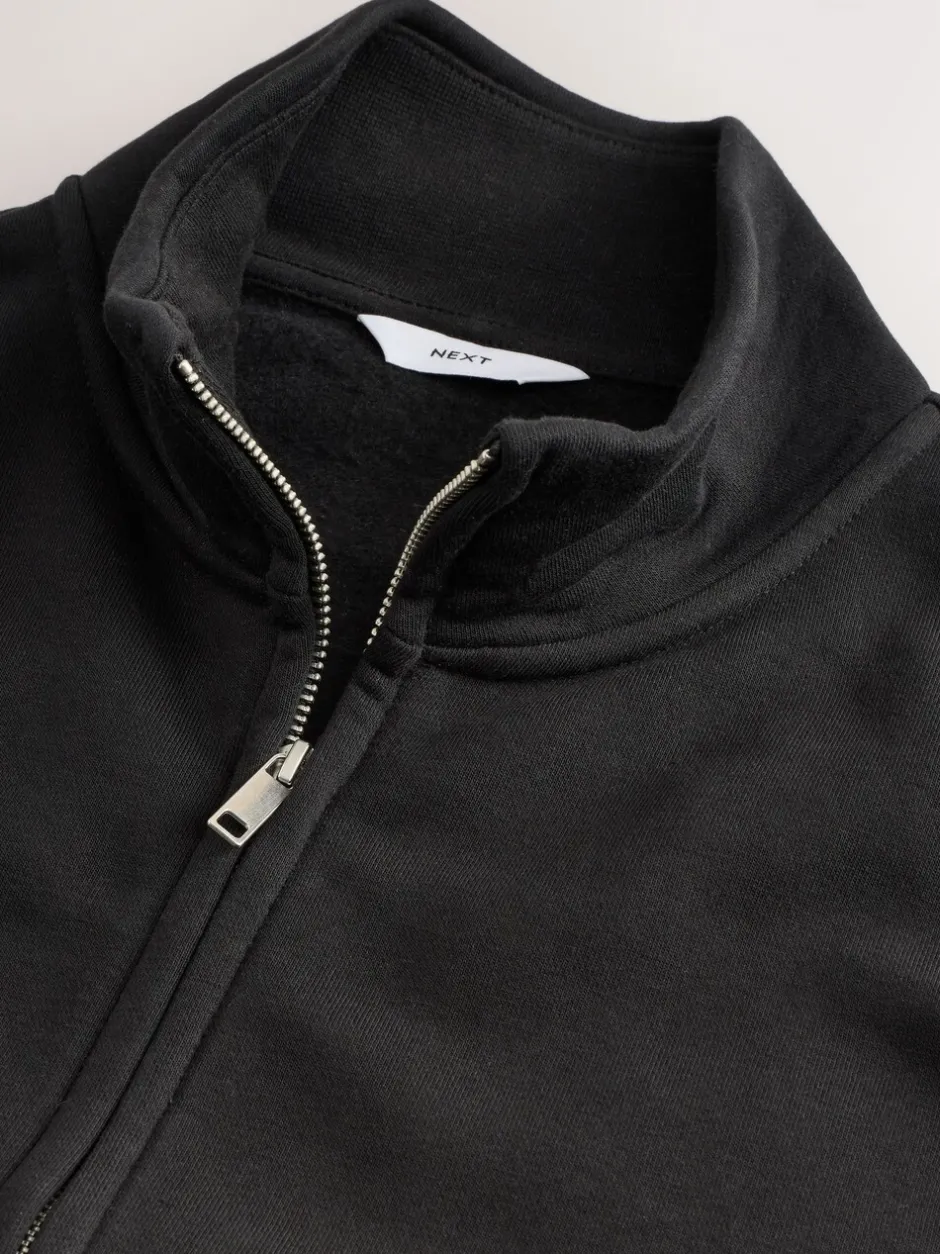 Sweaters En Hoody´S|Sweaters En Hoody´S|Next - Cotton Rich Jersey Full Zip Funnel Neck Sweatshirt Zwart