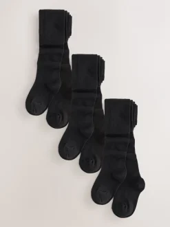 Sokken En Panty's|Schoolkleding|Next - Cotton Rich School Tights 3 Pack Zwart