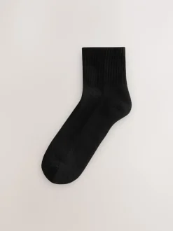 Sokken En Panty's|Next - Cushion Sole Ribbed Sport Cropped Ankle Socks 3 Pack With Arch Support Zwart