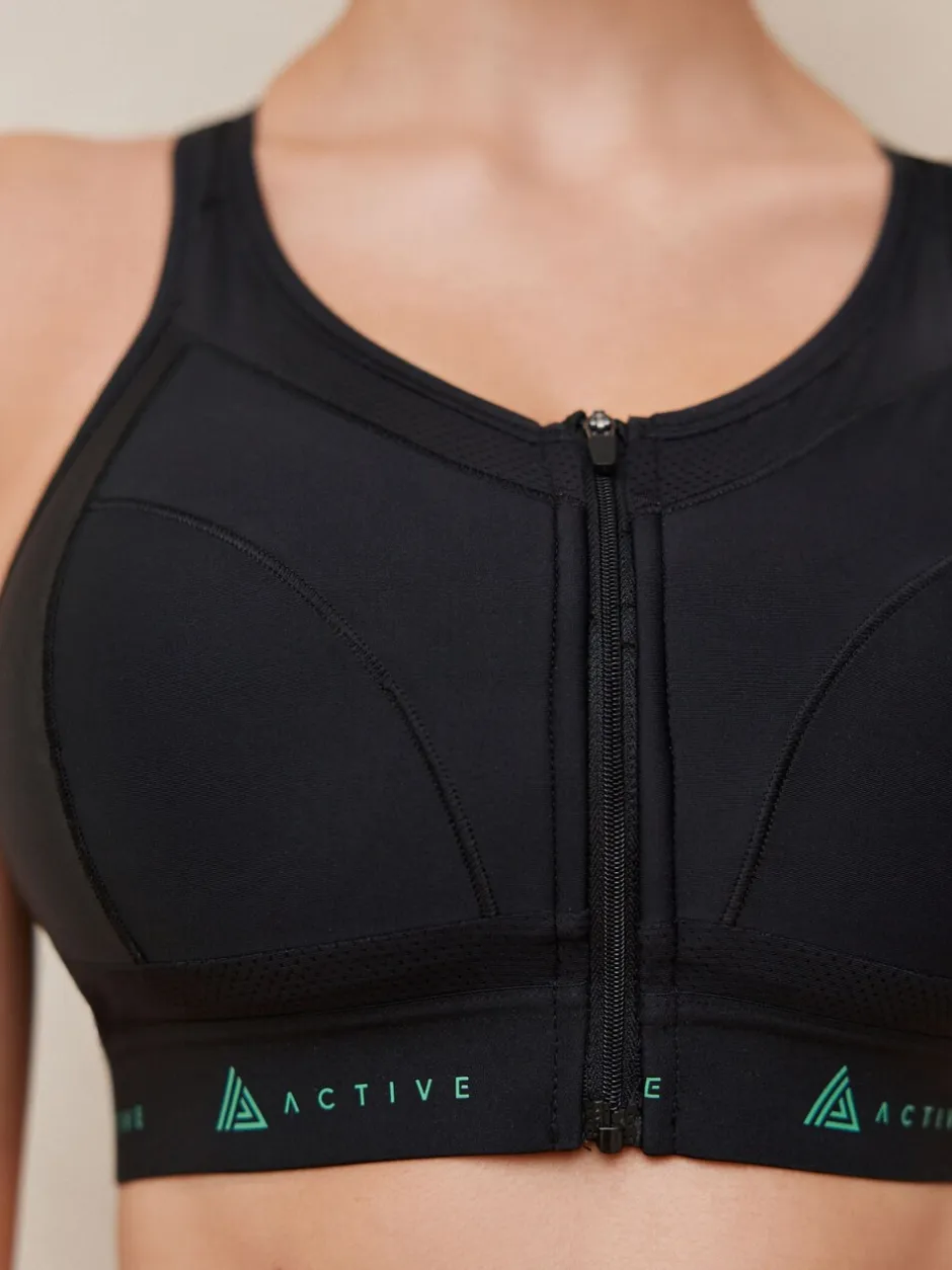 Beha's|Sportkleding|Next - DD+ Active Sports sportbeha voor hoge impact met Dry Tech en rits aan de voorkant Zwart