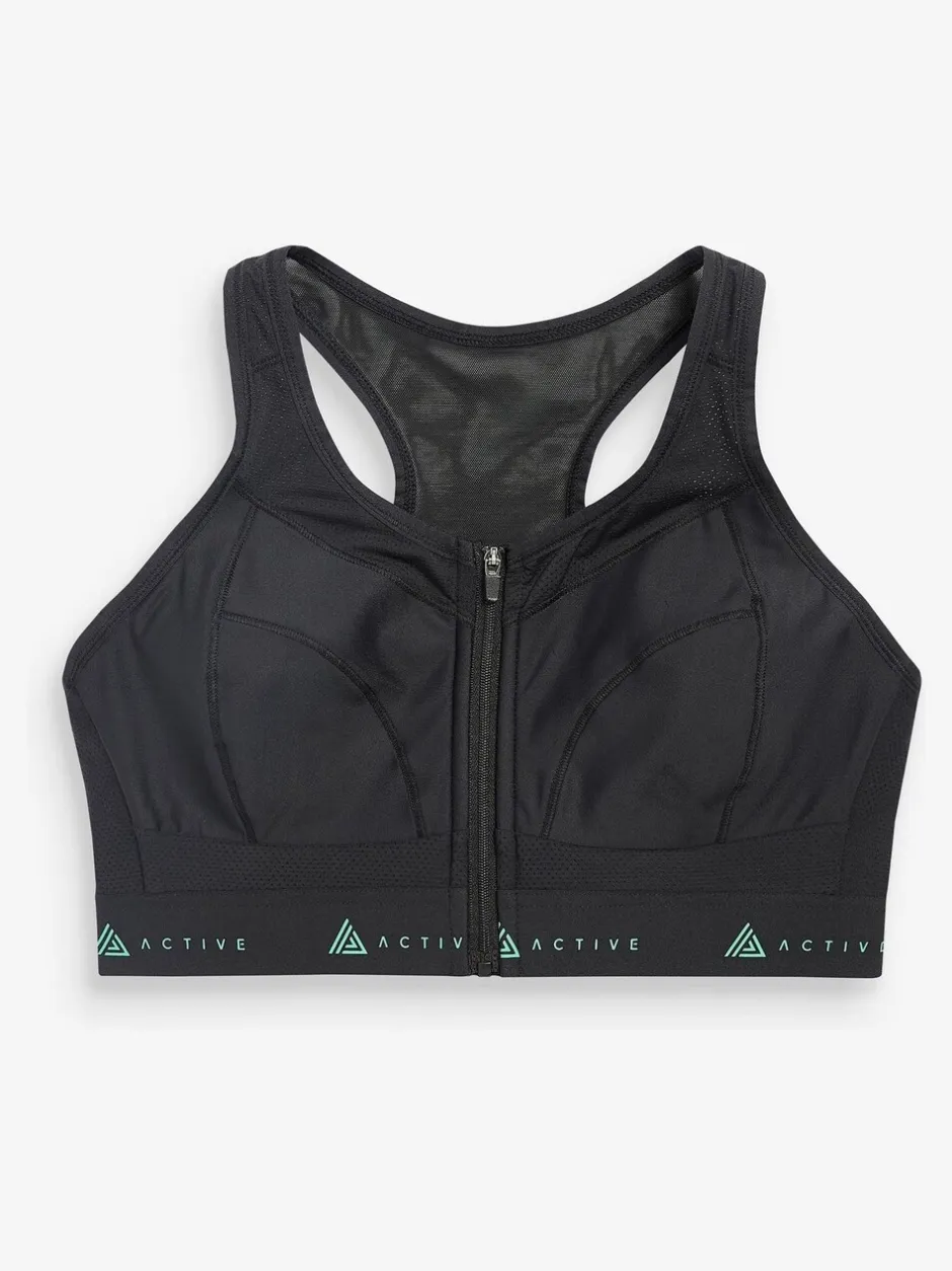 Beha's|Sportkleding|Next - DD+ Active Sports sportbeha voor hoge impact met Dry Tech en rits aan de voorkant Zwart