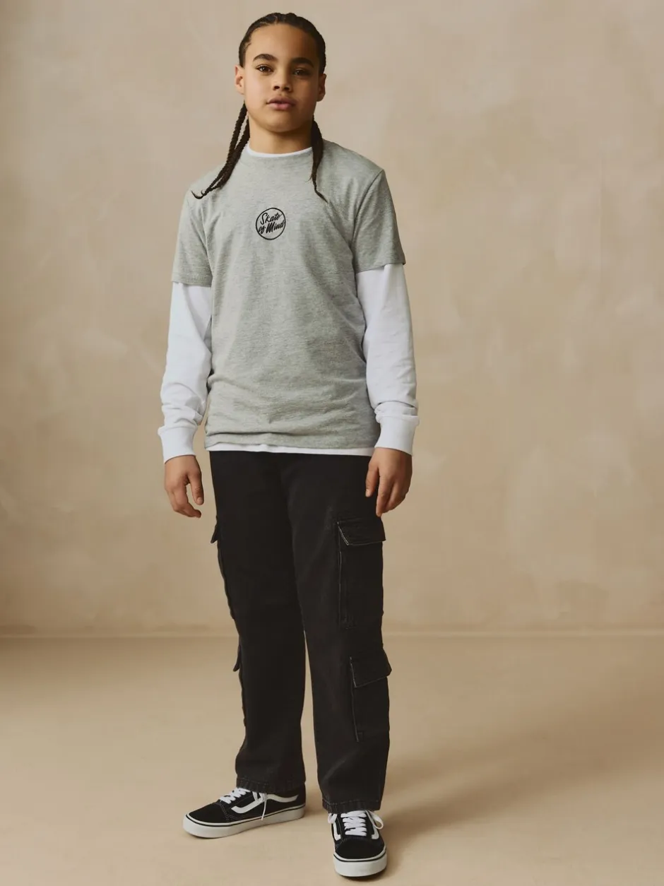 Jeans*Next Zwart - Denim cargojeans met meerdere zakken en 100% katoen (3 - 16 jr)