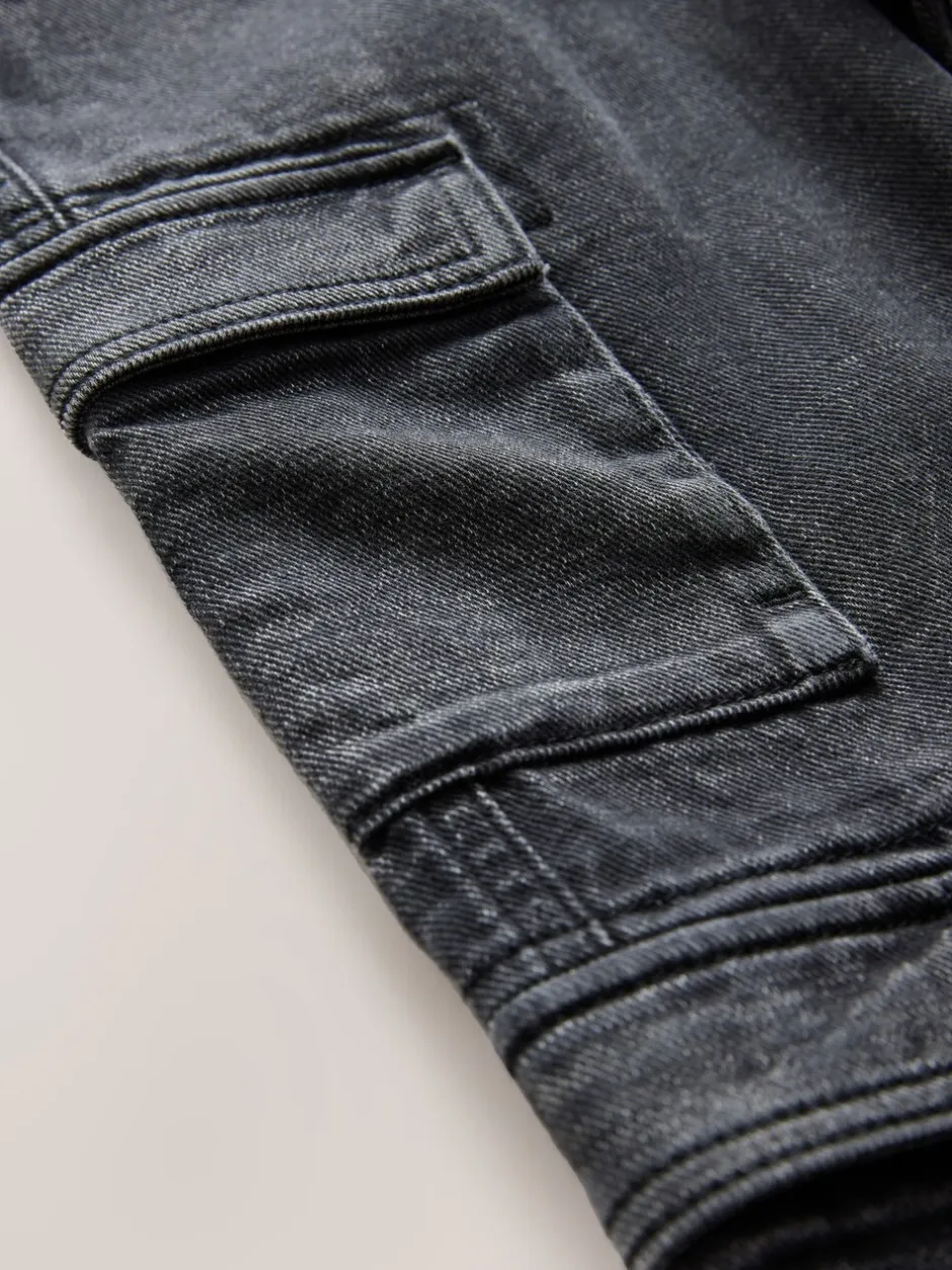Jeans*Next Zwart - Denim cargojeans met meerdere zakken en 100% katoen (3 - 16 jr)