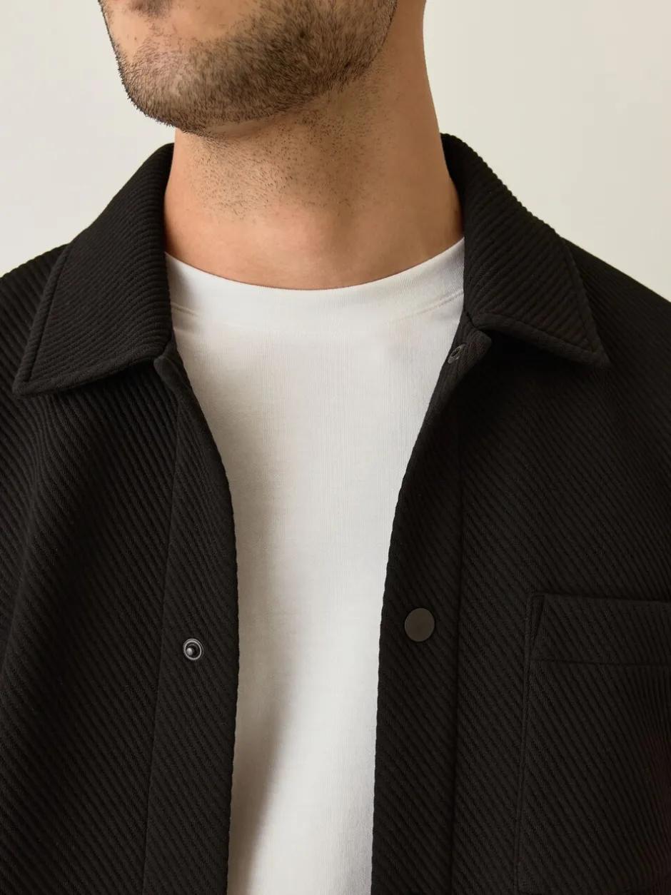 Formele Overhemden*Next - Diagonaal structuur Jersey Overshirt Zwart