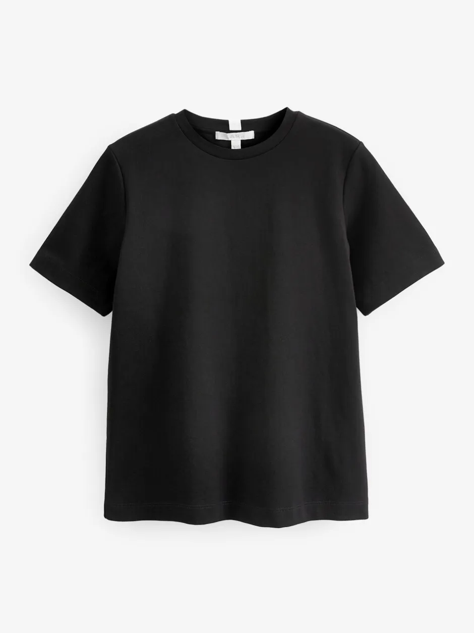 Tops En T-Shirts*Next Zwart - Dik T-shirt met ronde hals en korte mouwen