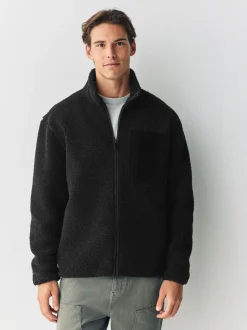Jassen En Jacks|Sweaters En Hoody´S*Next - Doorritsbare funnel Borg Fleece Zwart