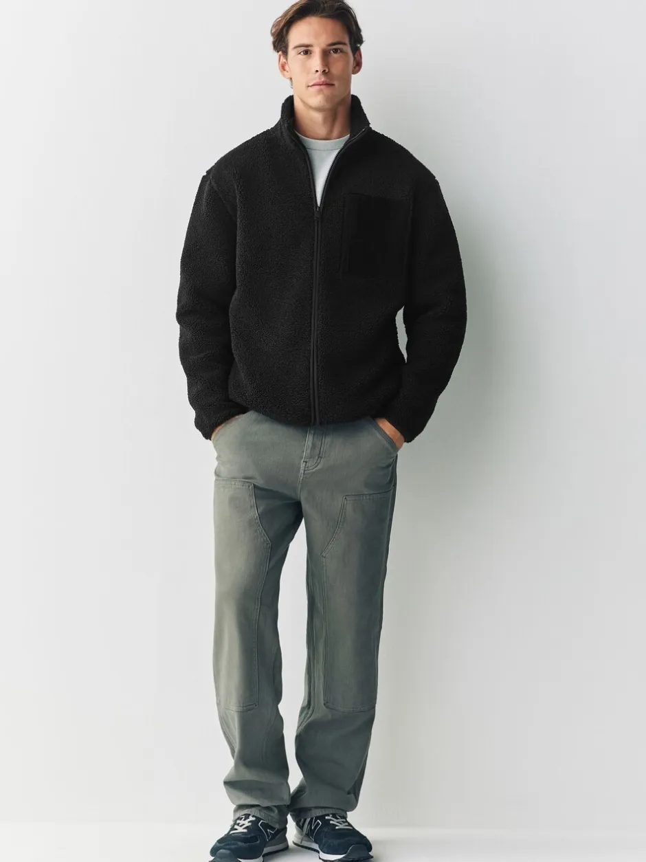 Jassen En Jacks|Sweaters En Hoody´S*Next - Doorritsbare funnel Borg Fleece Zwart