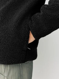 Jassen En Jacks|Sweaters En Hoody´S*Next - Doorritsbare funnel Borg Fleece Zwart