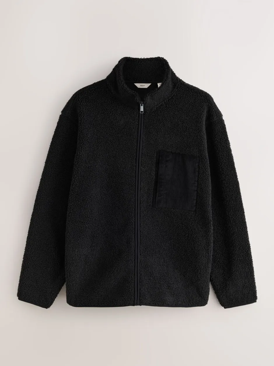 Jassen En Jacks|Sweaters En Hoody´S*Next - Doorritsbare funnel Borg Fleece Zwart