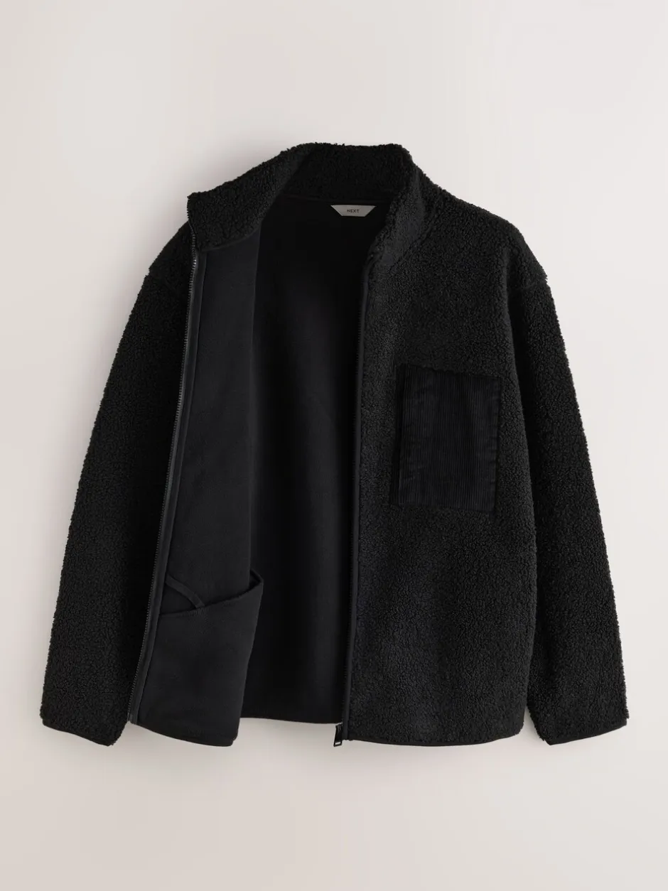 Jassen En Jacks|Sweaters En Hoody´S*Next - Doorritsbare funnel Borg Fleece Zwart