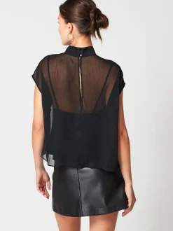 Blouses En Overhemden|Tops En T-Shirts|Next - Doorschijnende gelaagde top met kapmouwtjes Zwart