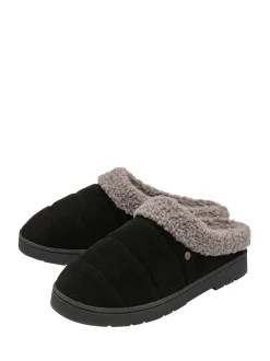 Pantoffels*Dunlop - Suede Mule Slippers Zwart