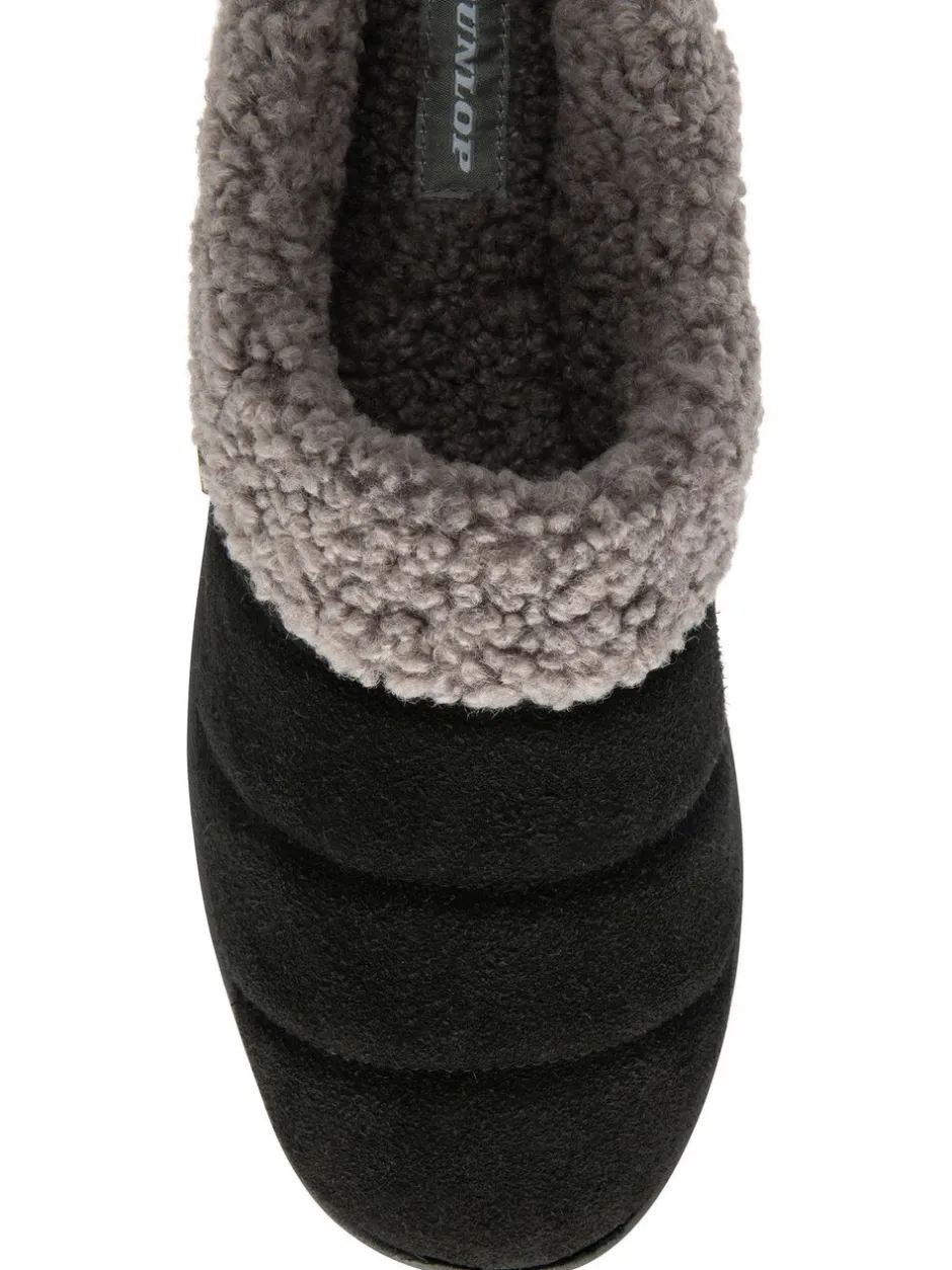 Pantoffels*Dunlop - Suede Mule Slippers Zwart