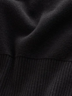 Gebreide Kleding*Next Zwart - Effen - Regular fit 100% katoenen premium trui met korte rits