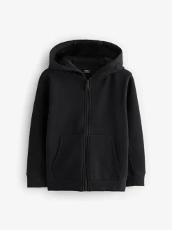Schoolkleding|Sweaters En Hoody´S*Next Zwart - Effen hoodie met doorlopende rits (3-16 jr)