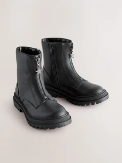 Boots|Next - Enkellaarzen met rits aan de voorkant Zwart