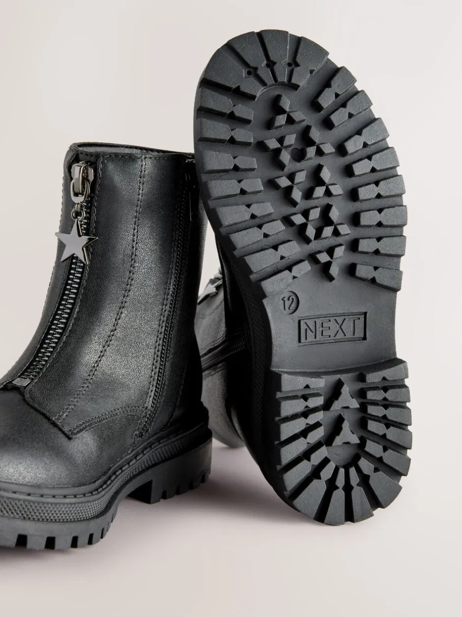 Boots|Next - Enkellaarzen met rits aan de voorkant Zwart