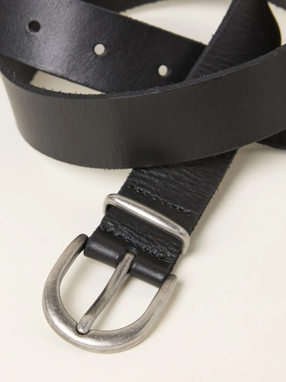 Ceintuurs|Fat Face - FatFace effen leren riem Zwart