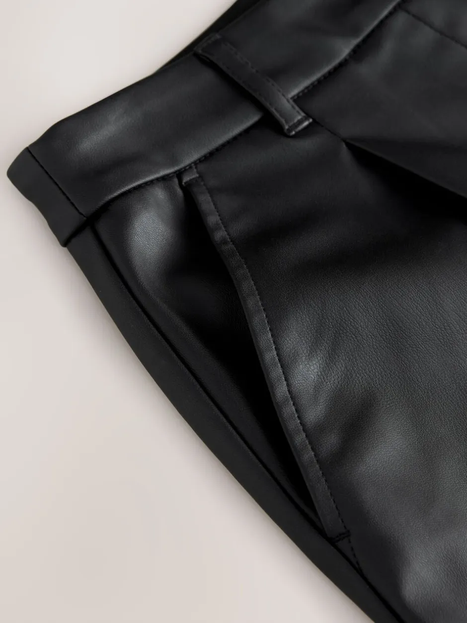 Broeken*Next - Faux Leather Jort Trousers Zwart
