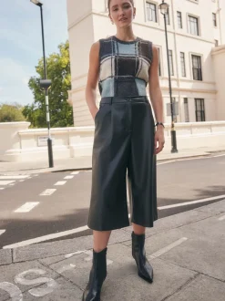 Broeken*Next - Faux Leather Jort Trousers Zwart