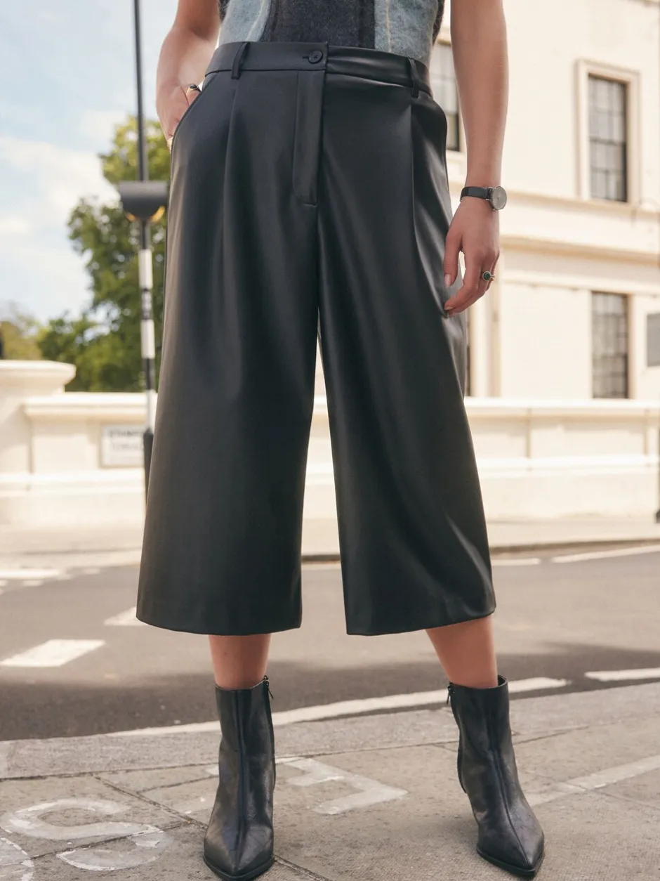 Broeken*Next - Faux Leather Jort Trousers Zwart