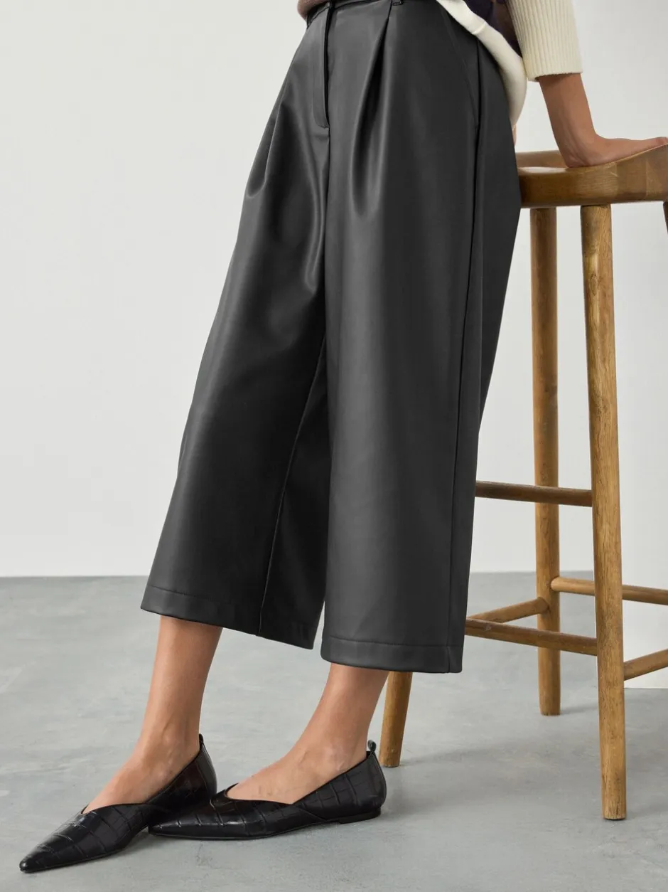 Broeken*Next - Faux Leather Jort Trousers Zwart