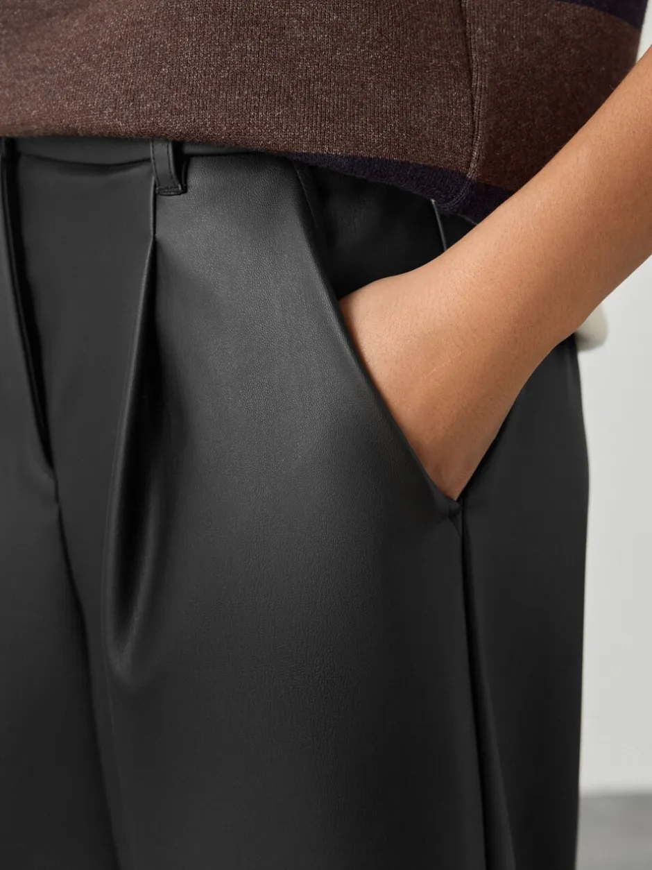 Broeken*Next - Faux Leather Jort Trousers Zwart
